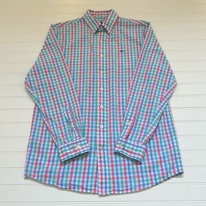 Vineyard Vines Blue, Green, & Pink Checkered Button Down Boys 16